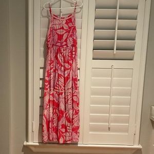 long red leaf dress